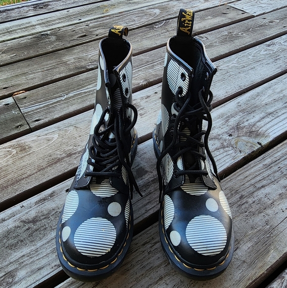 Dr. Martens Black and White Polka Dot Boots - Picture 9 of 10